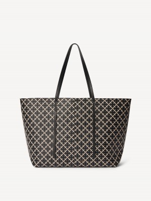 By Malene Birger Abi Printed Tote Vesker Svarte | NO_BB59608