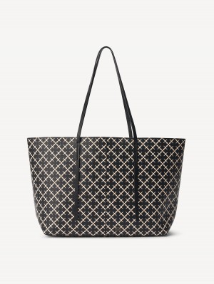 By Malene Birger Abigail Printed Tote Vesker Svarte | NO_BB65411