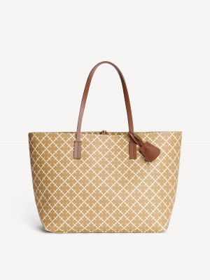 By Malene Birger Abigail Printed Tote Vesker Beige | NO_BB40767