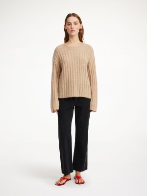 By Malene Birger Cierra Ribbed Sweater Strikkevarer Beige | NO_BB99534