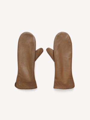 By Malene Birger Ginnyl Leather Mittens Annet Tilbehør Shitake | NO_BB19126