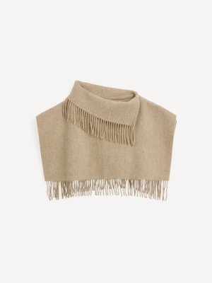 By Malene Birger Turtla Wool Fringe Bib Skjerf Grå Brune | NO_BB26073