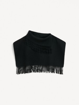 By Malene Birger Turtla Wool Fringe Bib Skjerf Svarte | NO_BB23296