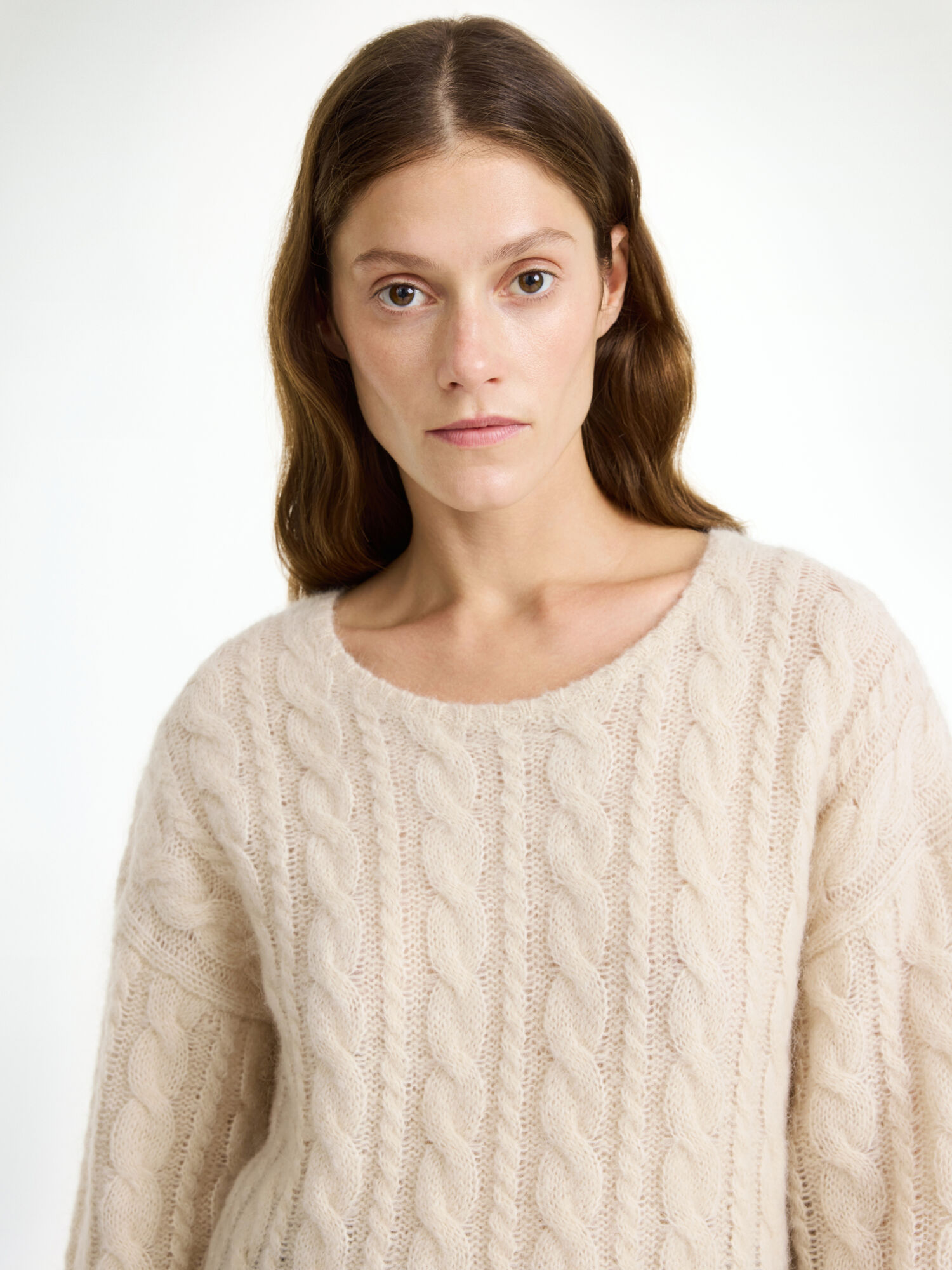 By Malene Birger Cierra Cable-knit Sweater Strikkevarer Oyster Gray | NO_BB22716