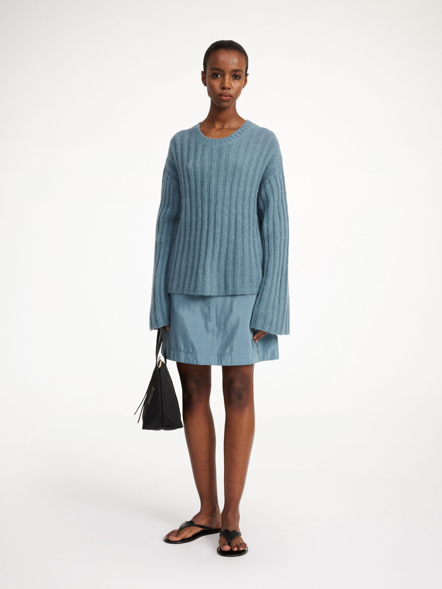 By Malene Birger Cierra Ribbed Sweater Strikkevarer Cool Water | NO_BB12877