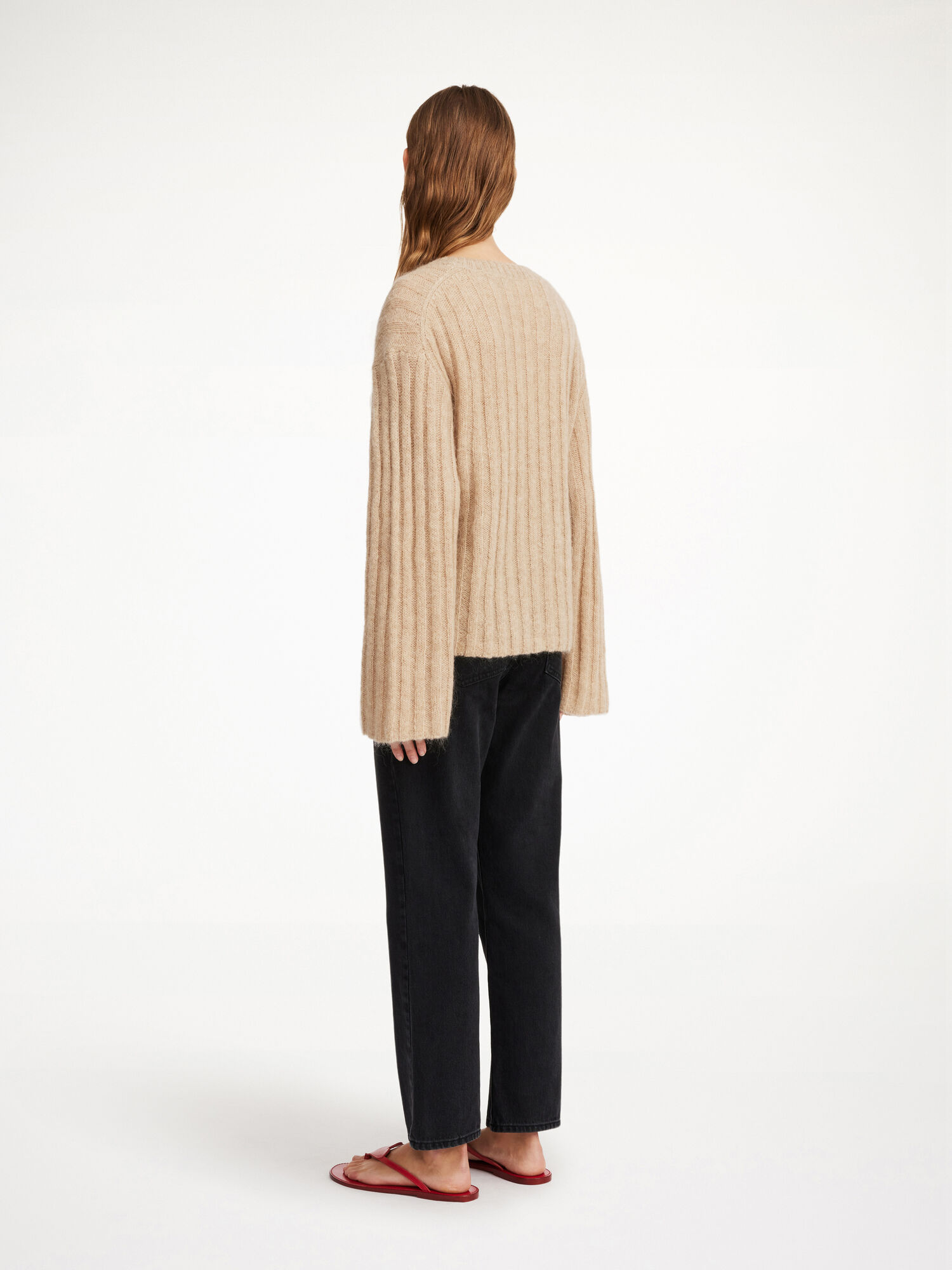 By Malene Birger Cierra Ribbed Sweater Strikkevarer Beige | NO_BB99534