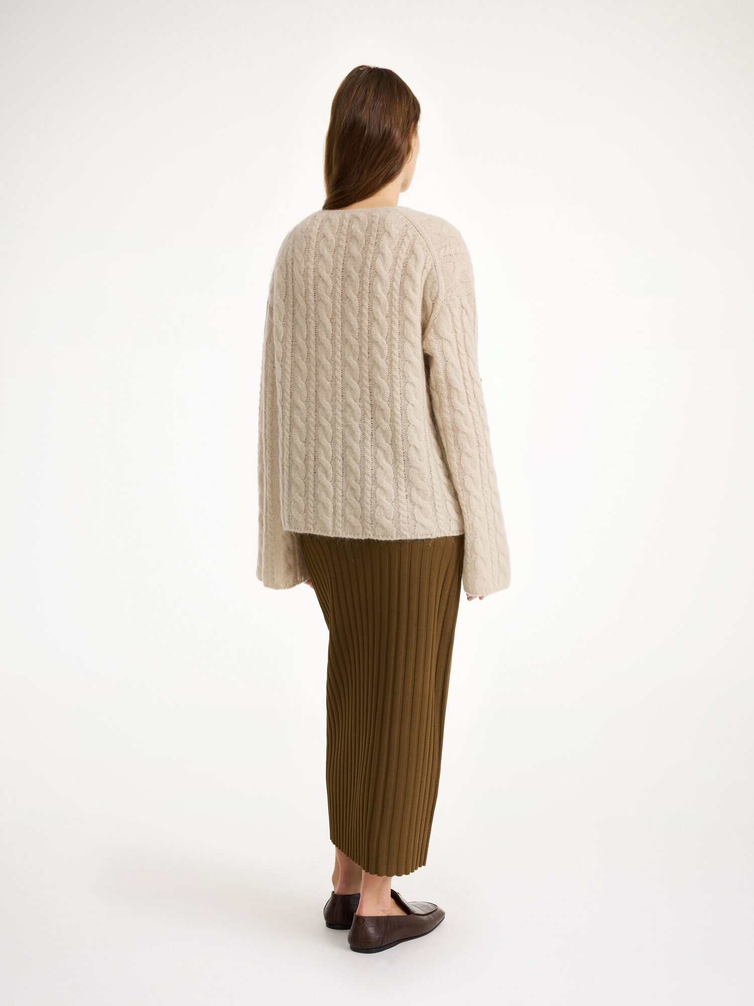 By Malene Birger Cimone Cable-knit Sweater Strikkevarer Oyster Gray | NO_BB86127