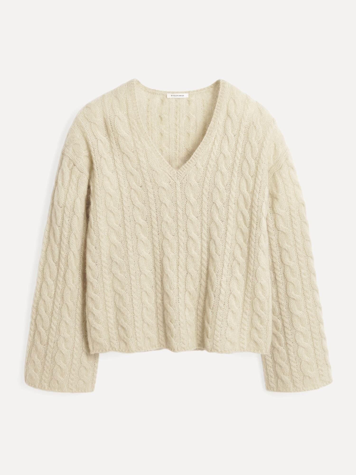 By Malene Birger Cimone Cable-knit Sweater Strikkevarer Oyster Gray | NO_BB86127