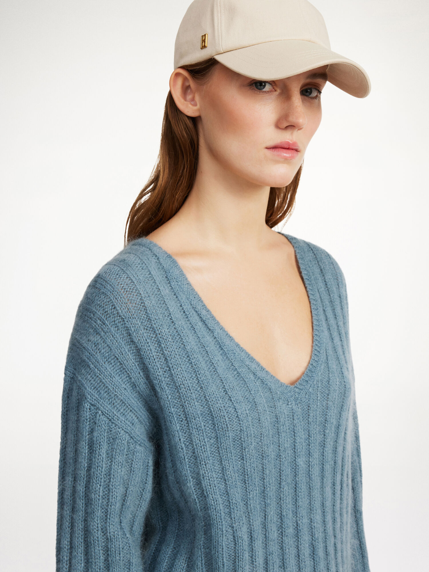 By Malene Birger Cimone Ribbed Sweater Strikkevarer Cool Water | NO_BB98567