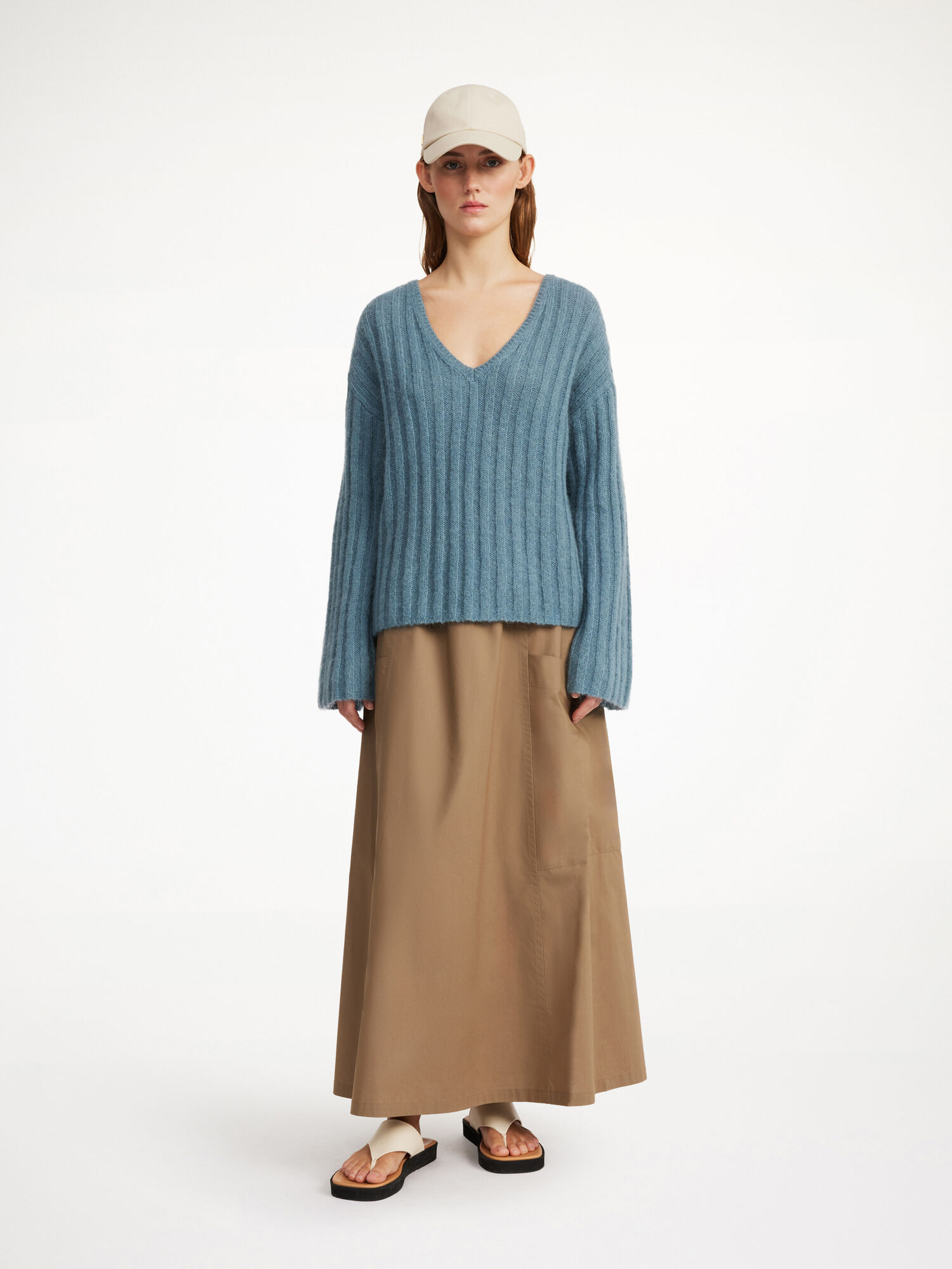 By Malene Birger Cimone Ribbed Sweater Strikkevarer Cool Water | NO_BB98567