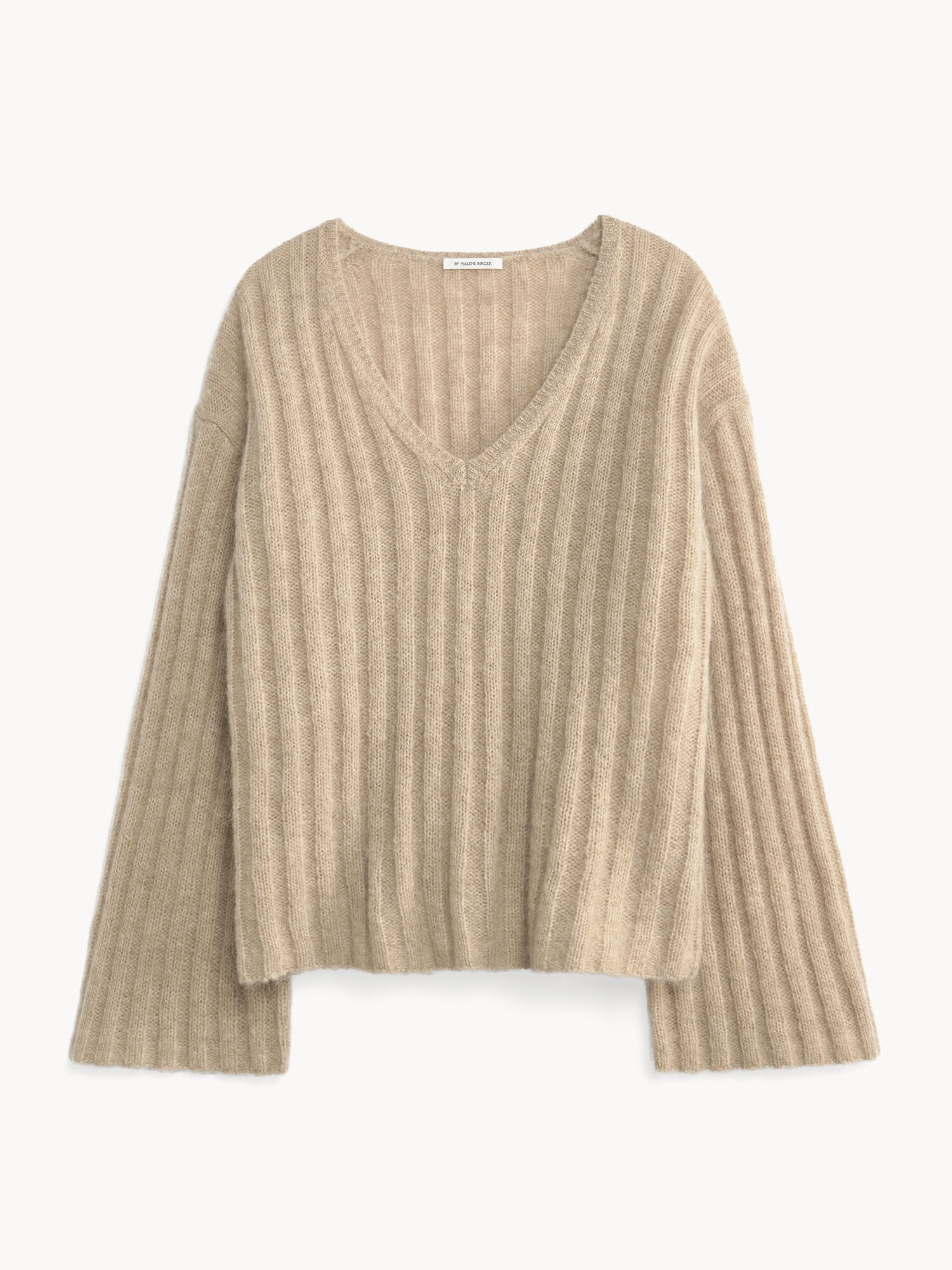 By Malene Birger Cimone Ribbed Sweater Strikkevarer Beige | NO_BB59063