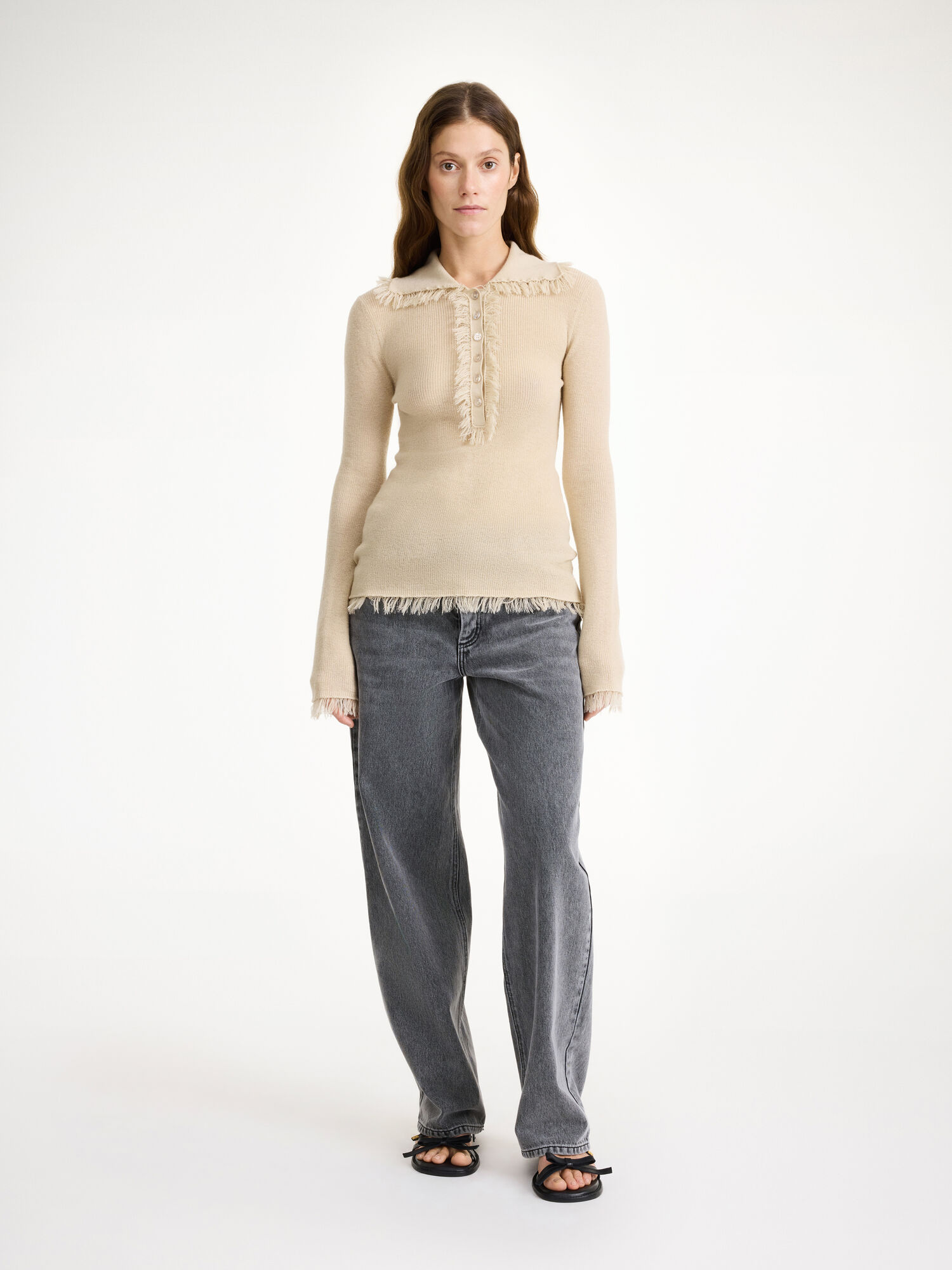 By Malene Birger Dreele Wool-blend Sweater Strikkevarer Oyster Gray | NO_BB26827