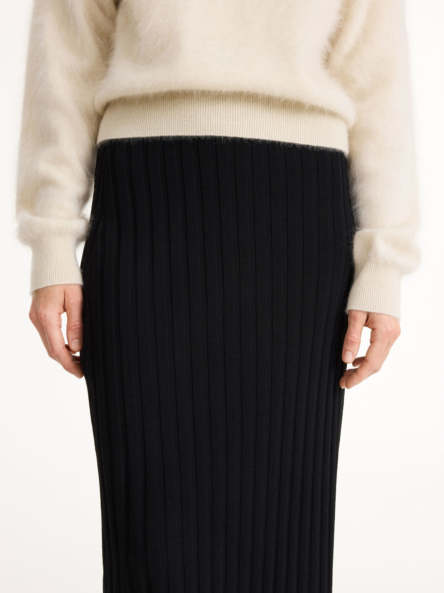 By Malene Birger Fiemme Midi Skirt Strikkevarer Svarte | NO_BB37113