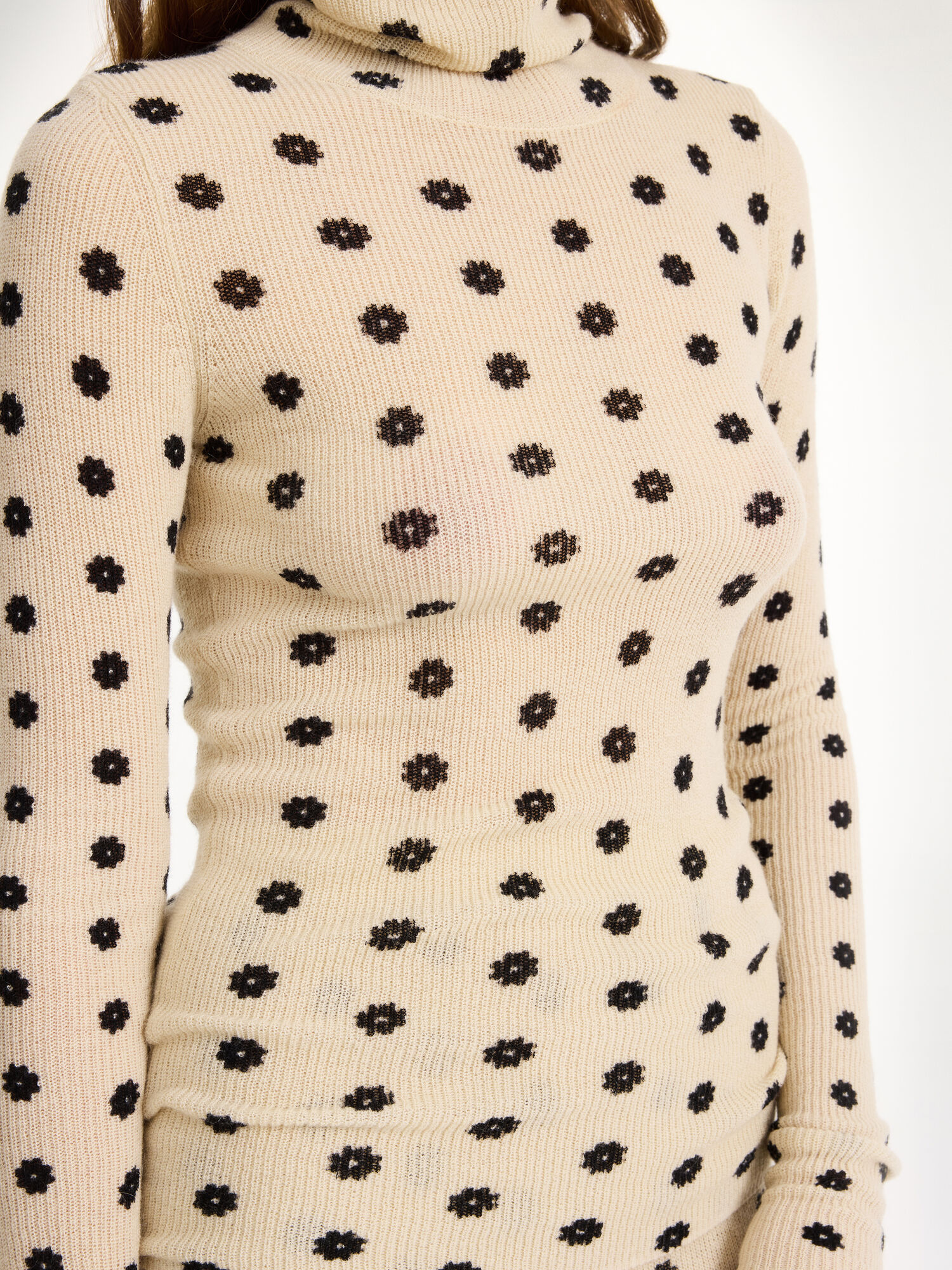 By Malene Birger Fioria Turtleneck Wool Sweater Strikkevarer Blomster | NO_BB79725