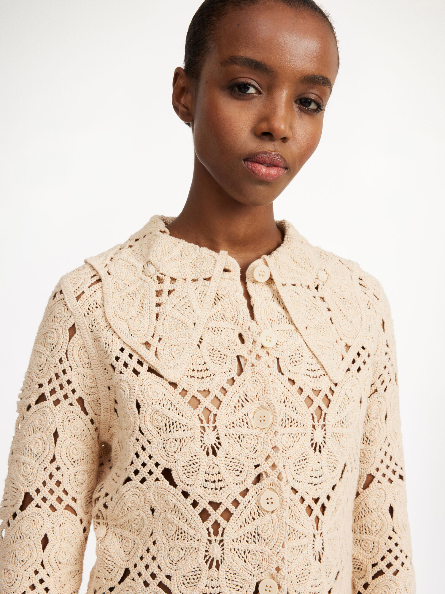 By Malene Birger Gwenevere Crochet Shirt Strikkevarer Oyster Gray | NO_BB22593