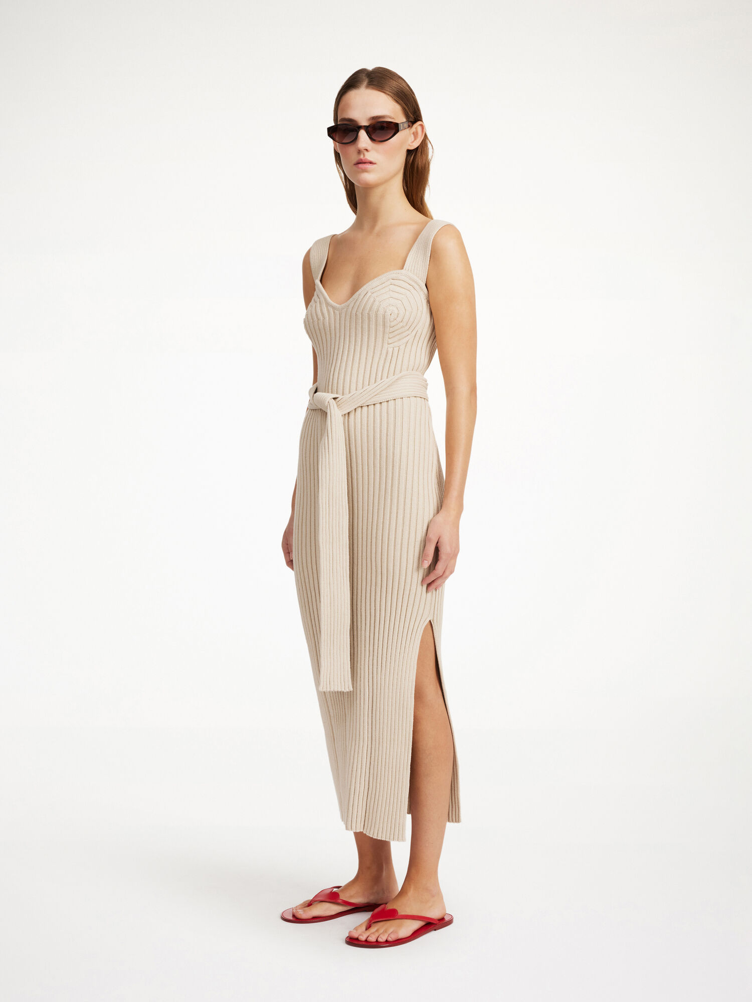 By Malene Birger Honeya Ribbed Maxi Dress Strikkevarer Oyster Gray | NO_BB10735