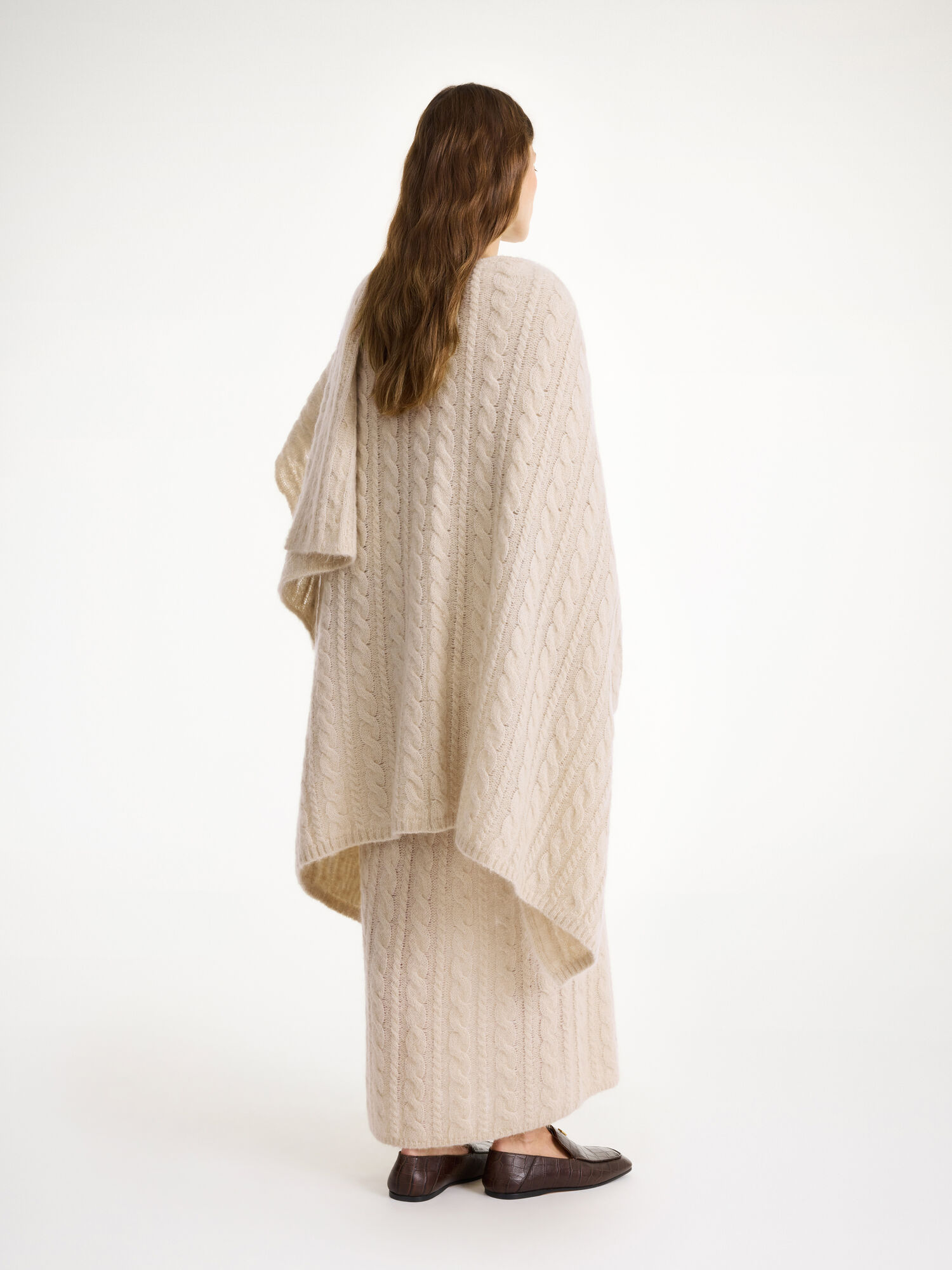 By Malene Birger Kassillas Wool-blend Poncho Strikkevarer Oyster Gray | NO_BB13027