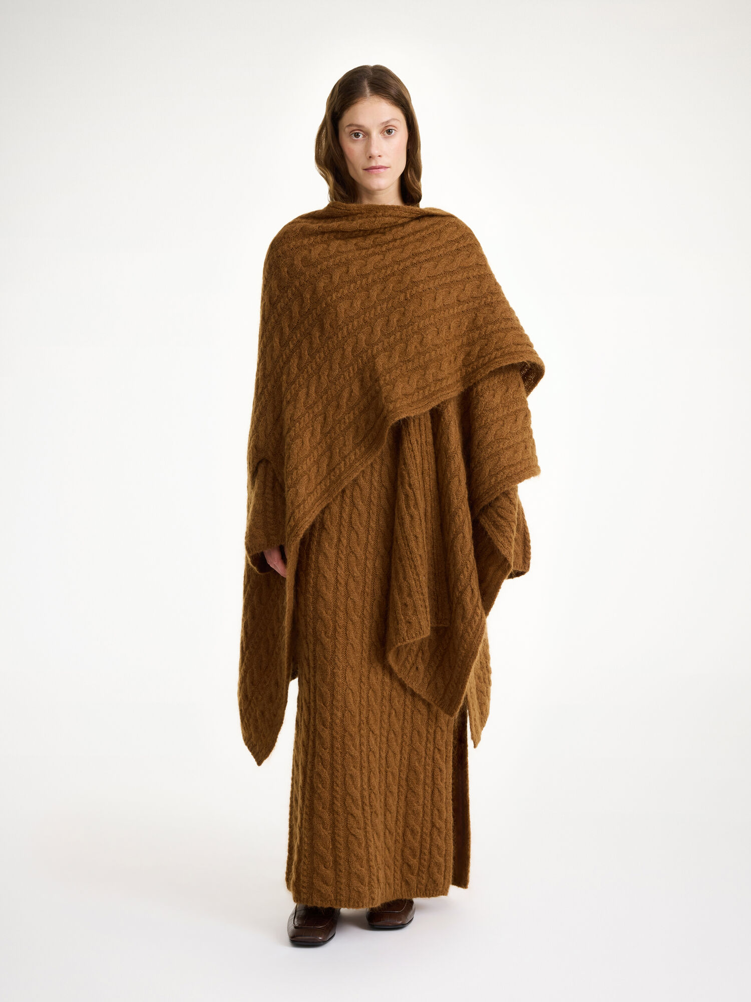 By Malene Birger Kassillas Wool-blend Poncho Strikkevarer Bison | NO_BB88048