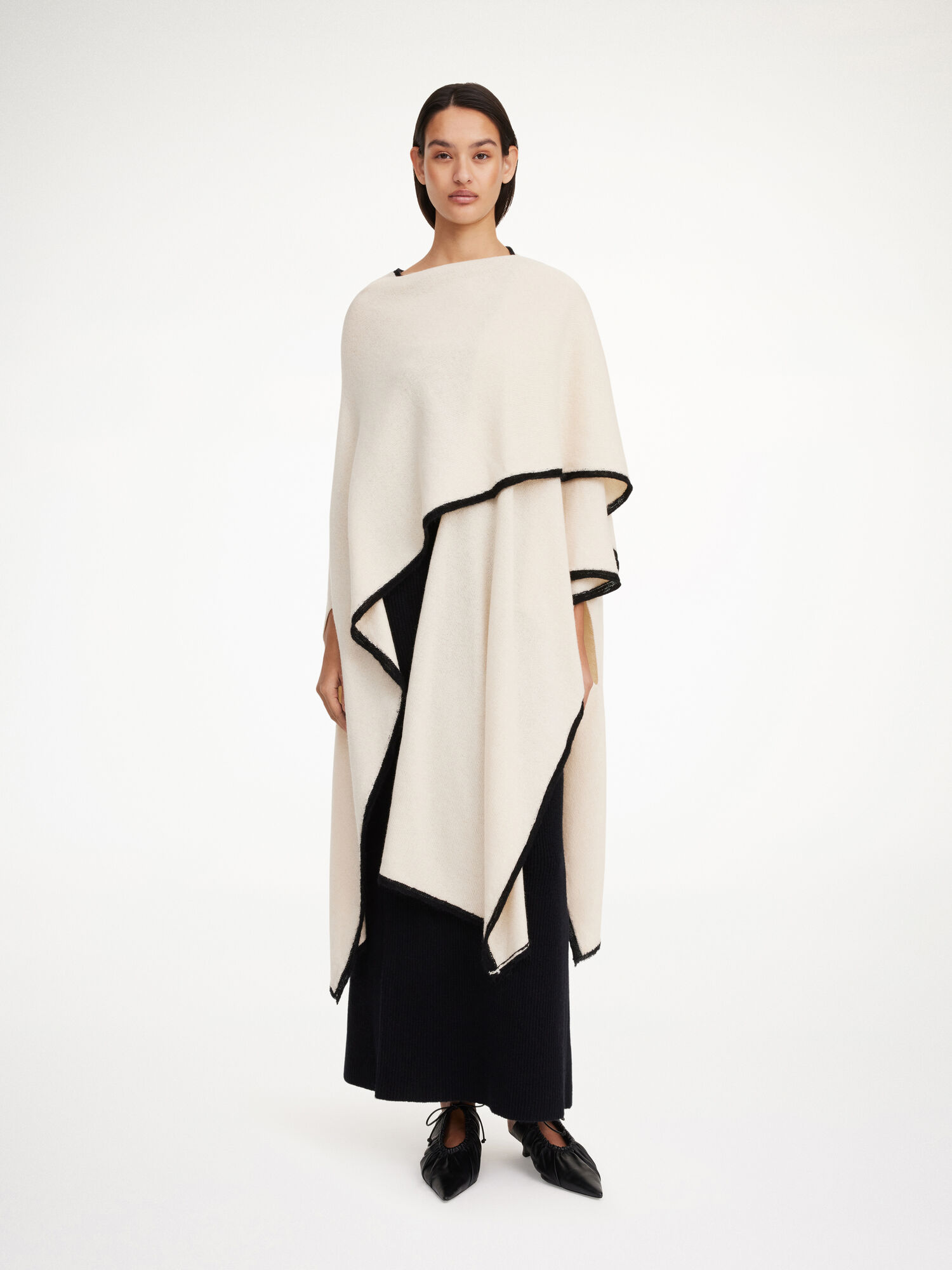 By Malene Birger Kassira Merino-blend Poncho Strikkevarer Oyster Gray | NO_BB97013