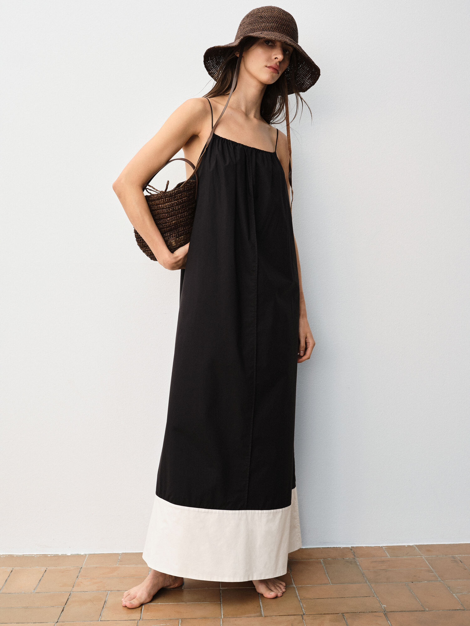 By Malene Birger Lanney Organic Cotton Maxi Kjole Stripete Svarte Hvite | NO_BB76820