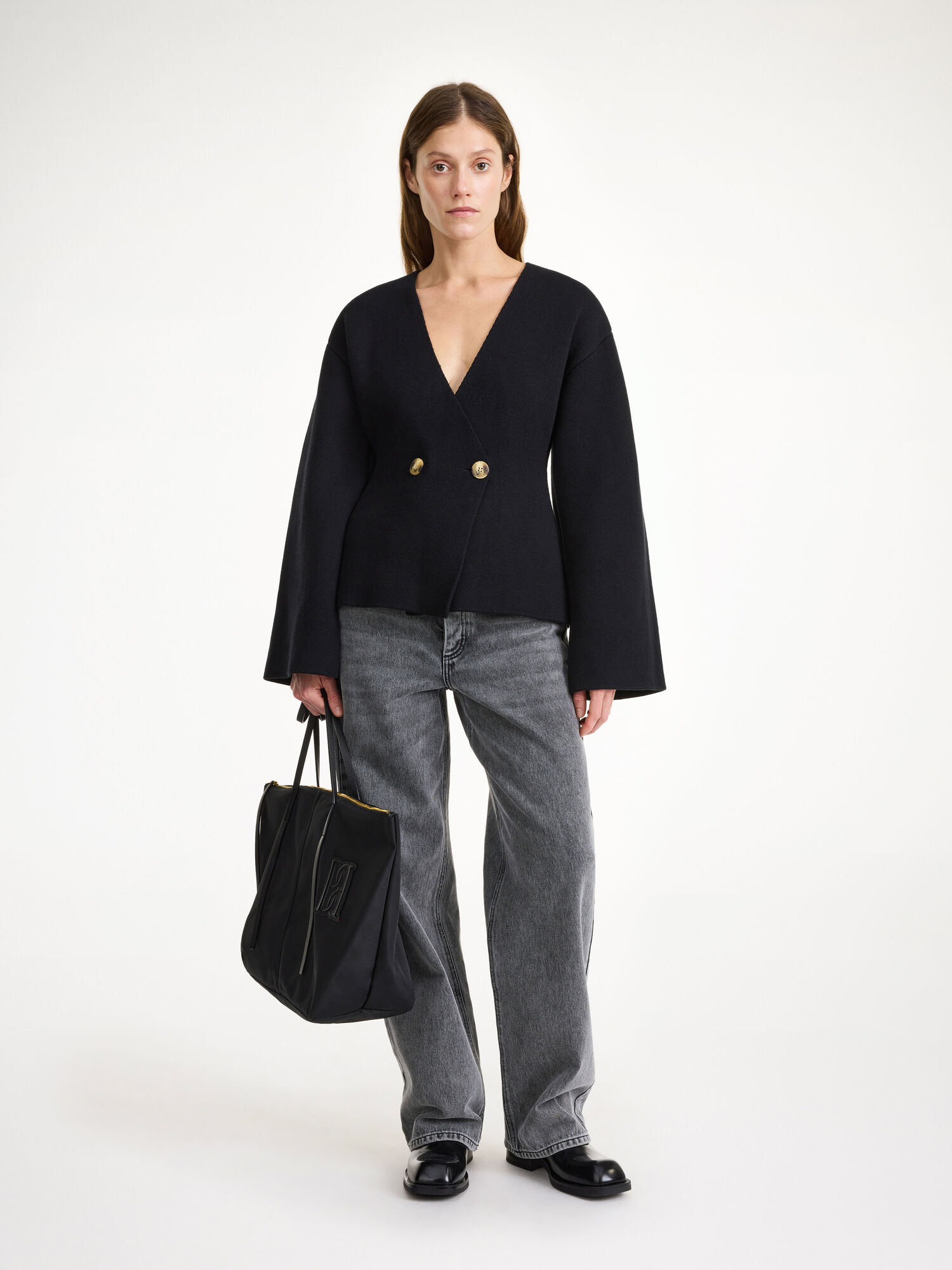 By Malene Birger Tinley Wool-blend Cardigan Strikkevarer Svarte | NO_BB68932