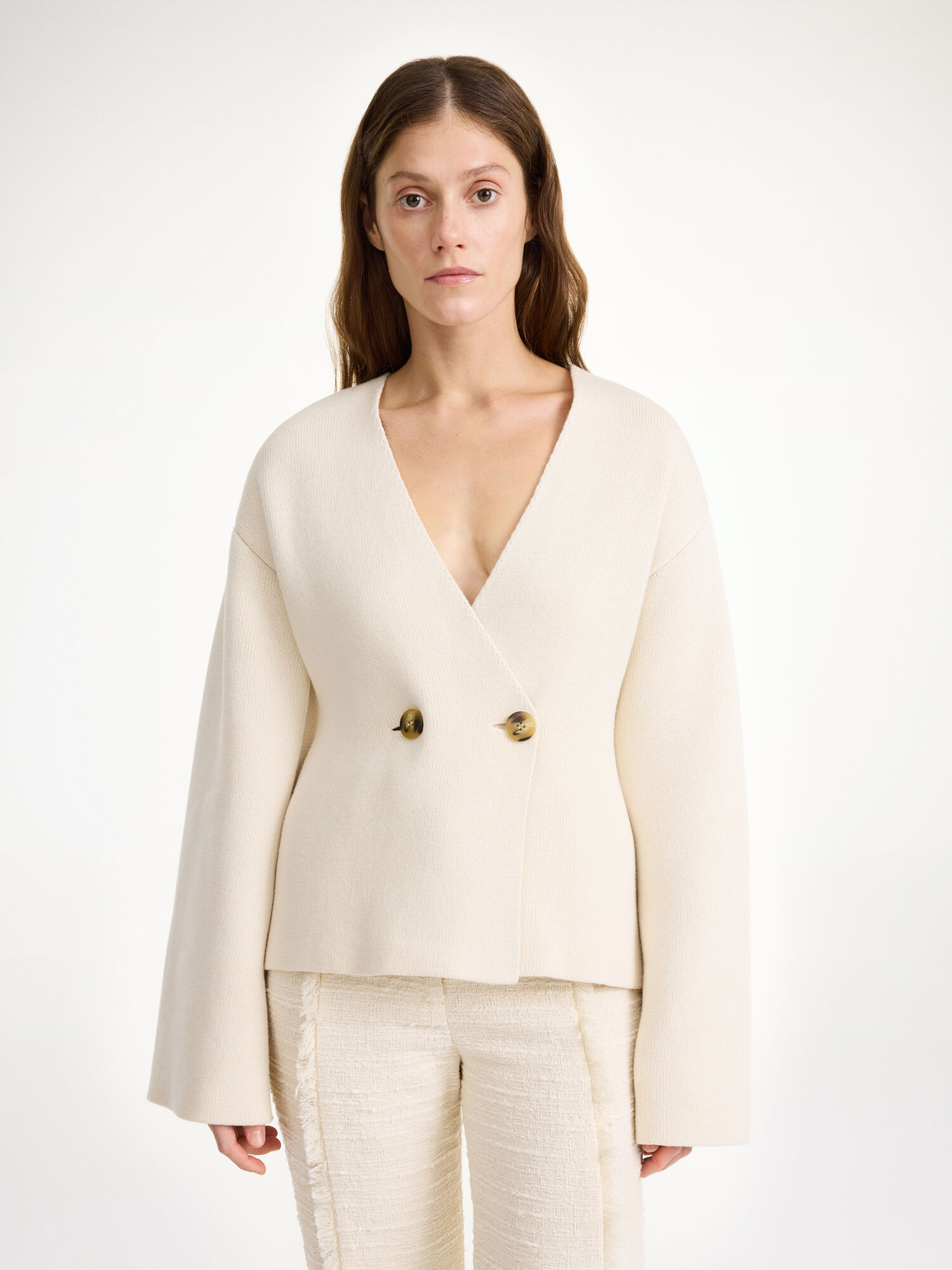 By Malene Birger Tinley Wool-blend Cardigan Strikkevarer Hvite | NO_BB37775