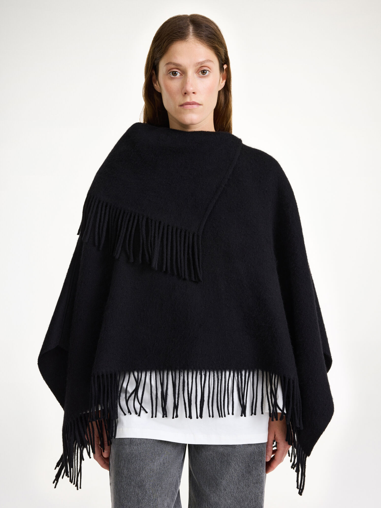 By Malene Birger Turtma Wool Fringe Bib Skjerf Svarte | NO_BB19868